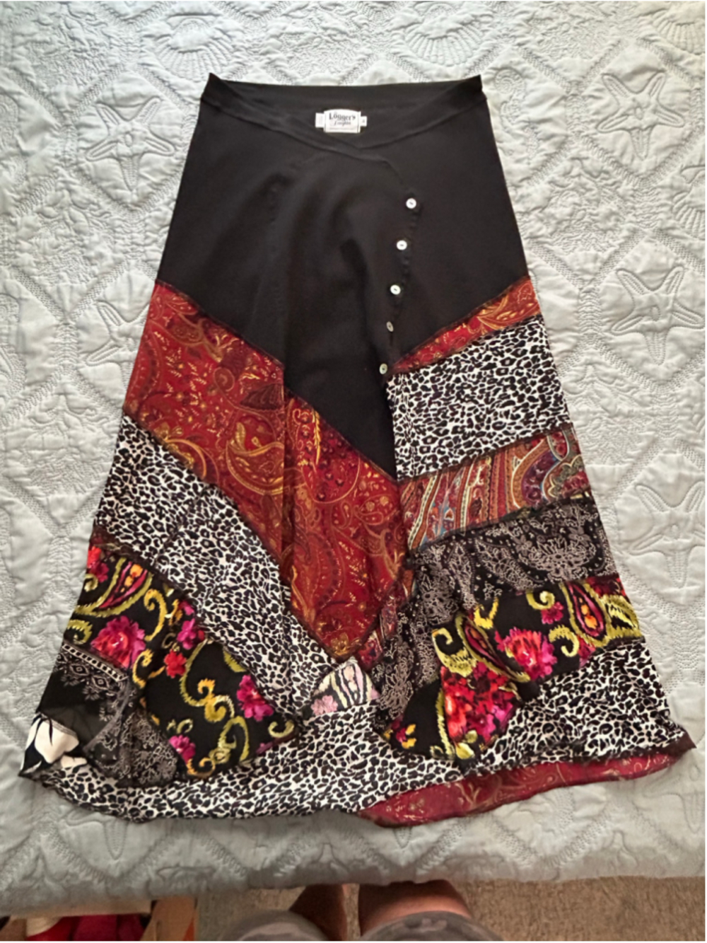 Vintage The Logger’s Daughter Terry Logan Patchwork Maxi Skirt Medium Boho